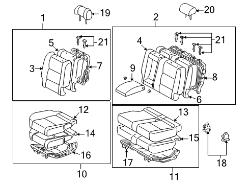 2003 Toyota Sequoia Rear Seat Components Armrest Assembly Diagram for 72830-0C050-E1