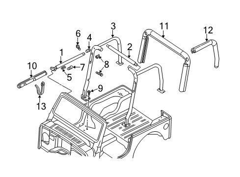 2001 Jeep Wrangler Convertible/Soft Top - Frame & Components Lens-Dome Lamp Diagram for 56007265