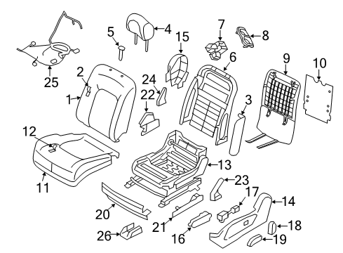 2013 Nissan Murano Power Seats Finisher-Cushion, Front Seat Inner LH Diagram for 87381-1GR0A