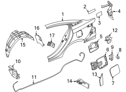 2021 Nissan Versa Quarter Panel & Components GROMMET Screw Diagram for 01281-00331