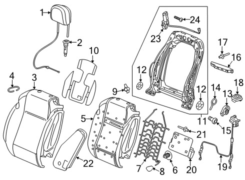 2019 Buick Cascada Front Seat Components Recliner Switch Diagram for 13427825