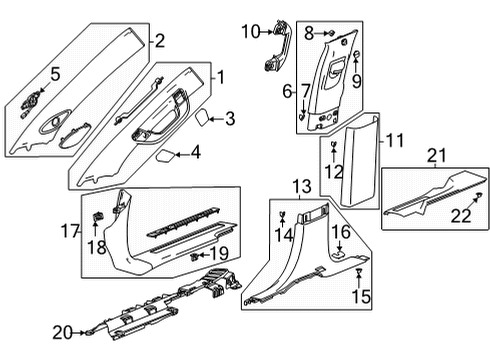 2022 GMC Yukon XL Interior Trim - Pillars Windshield Pillar Trim Diagram for 84824934