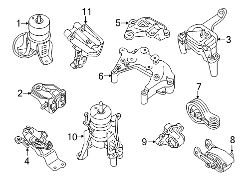 2017 Infiniti QX60 Engine & Trans Mounting Bracket-Engine Mounting, Rear Diagram for 11332-3TS0A