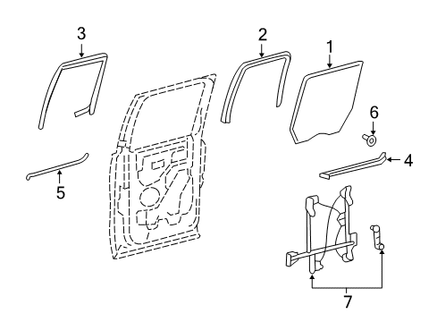 2008 Lincoln Mark LT Rear Door - Glass & Hardware Belt Weatherstrip Diagram for 6L3Z-1625597-A