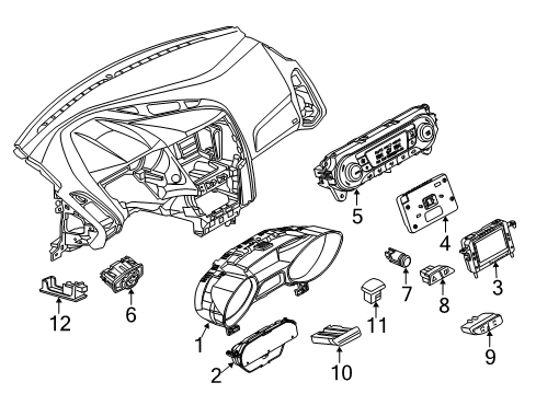 2017 Ford Focus A/C & Heater Control Units Courtesy Lamp Diagram for AM5Z-13776-D