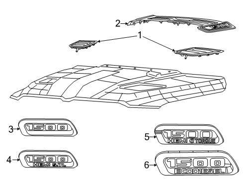 2021 Ram 1500 Exterior Trim - Hood Bezel-Hood Diagram for 68292860AE