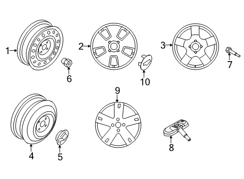 2008 Chevrolet Aveo Wheels, Covers & Trim Wheel, Front Diagram for 96653566