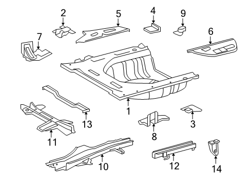 2010 Lexus HS250h Rear Body - Floor & Rails Pan, Rear Floor Diagram for 58311-75010