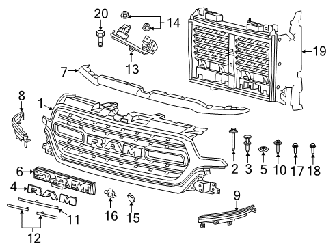 2019 Ram 1500 Lane Departure Warning Module-Forward Facing Camera Diagram for 68318033AI