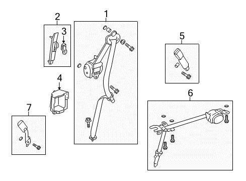 2015 Honda Pilot Seat Belt Anchor Set, Middle Seat Center*NH167L* (GRAPHITE BLACK) Diagram for 04865-SZA-A01ZA