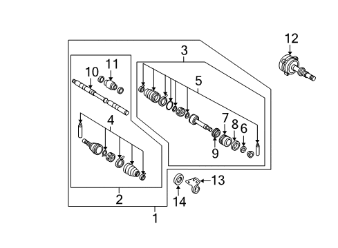 2006 Nissan Murano Drive Axles - Front Joint Assy-Inner Diagram for 39771-CC20A