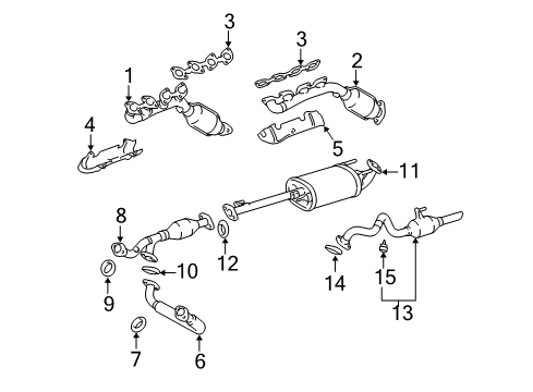 2004 Lexus GX470 Exhaust Manifold Converter & Pipe Diagram for 17410-50360