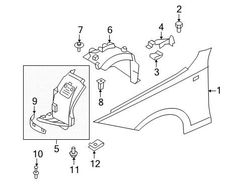 2009 BMW 128i Fender & Components Cover, Wheel Housing, Bottom Left Diagram for 51717180149