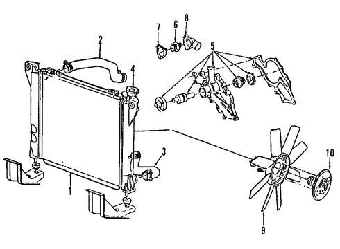 1994 Ford Explorer Cooling System, Radiator, Water Pump, Cooling Fan Thermostat Housing Diagram for FOTZ-8592-CA