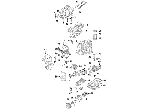 2006 Jeep Liberty Engine Parts, Mounts, Cylinder Head & Valves, Camshaft & Timing, Oil Pan, Oil Pump, Balance Shafts, Crankshaft & Bearings, Pistons, Rings & Bearings Pulley-Idler Diagram for 5142573AA