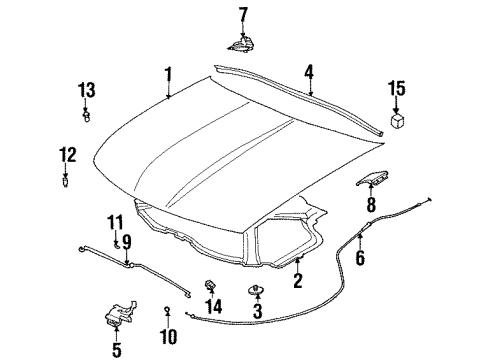 2000 Saturn SC2 Hood & Components Latch Asm, Hood Primary Diagram for 21170440