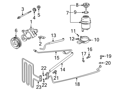 2000 BMW 540i P/S Pump & Hoses, Steering Gear & Linkage Cover Diagram for 32416851332