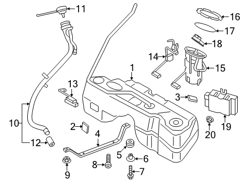 2016 BMW X3 Fuel System Components Electric Fuel Pump, Right Diagram for 16117314808