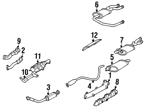 1994 Pontiac Grand Am Exhaust Components Muffler Assembly W/Tailpipe Diagram for 22552913
