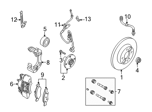 2009 Ford Focus Front Brakes Wheel Bearing Lock Ring Diagram for -W700068-S300