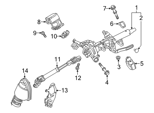 2022 Toyota Corolla Steering Column Assembly Column Assembly Diagram for 4520A-12190