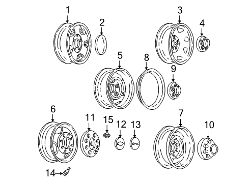 1998 GMC Savana 3500 Wheels Hub Cap Insert *Red 'Gmc' On (Gmc) *Red 'Gmc' On Diagram for 15635594