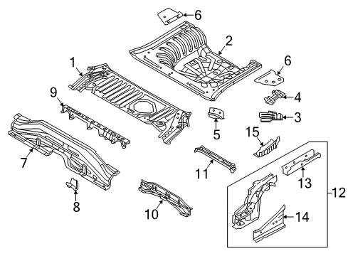 2015 Nissan Versa Note Rear Body - Floor & Rails Floor Re Front Diagram for G4512-9KAMA