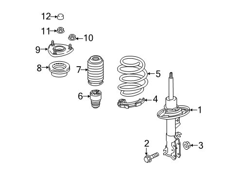 2020 Toyota Yaris Struts & Components - Front Strut Bolt Diagram for 90118-WB548