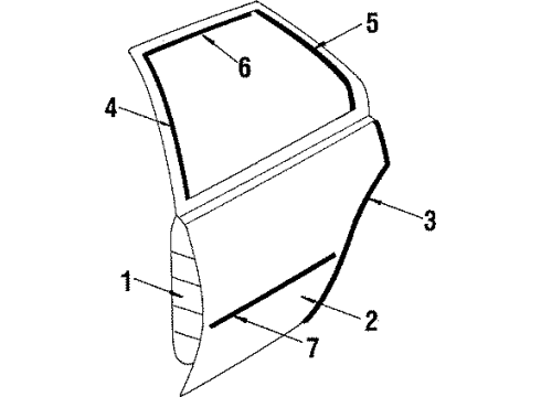 1984 Buick Skyhawk Rear Door Mld Asm Diagram for 20351646