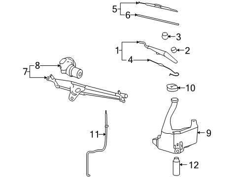 2008 Pontiac Solstice Wiper & Washer Components Transmission Asm, Windshield Wiper Diagram for 15263141