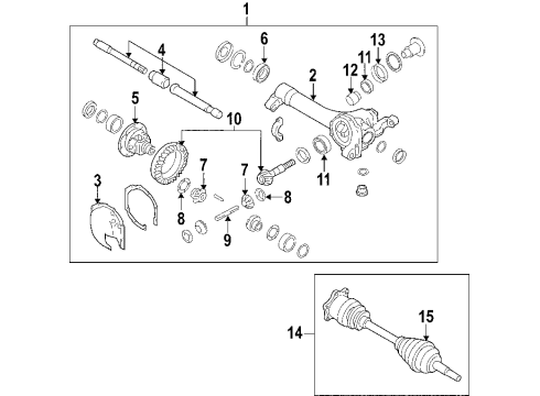 2006 Nissan Xterra Front Axle, Axle Shafts & Joints, Differential, Drive Axles, Propeller Shaft Gear Set Final Drive Diagram for 38100-EA38B