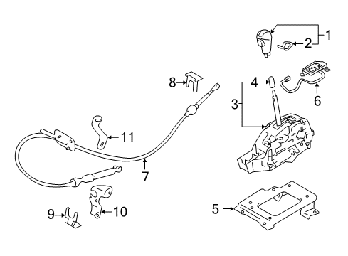 2019 Nissan Armada Gear Shift Control - AT Shaft-Cross Diagram for 34951-1LA0A