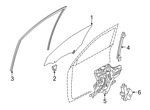 2015 Hyundai Tucson Front Door Run Assembly-Front Door Window Glass RH Diagram for 82540-2S000