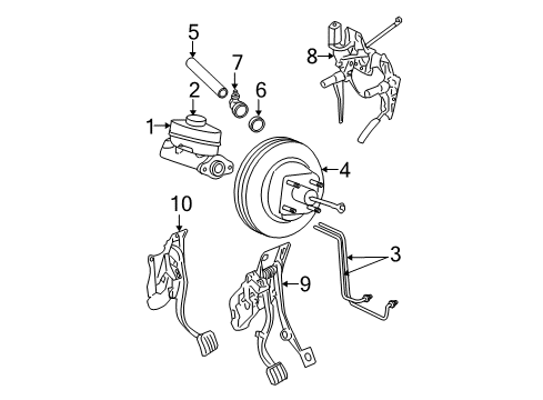 2002 Ford Explorer Hydraulic System Master Cylinder Diagram for 6L5Z-2140-BA