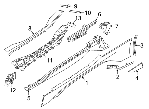 2016 BMW i8 Exterior Trim - Pillars, Rocker & Floor Left Support Diagram for 51777381459
