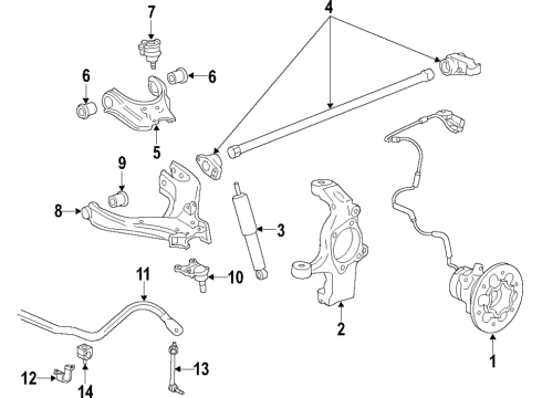 2019 Chevrolet Suburban 3500 HD Front Suspension Components, Lower Control Arm, Upper Control Arm, Stabilizer Bar Bracket Diagram for 23432253