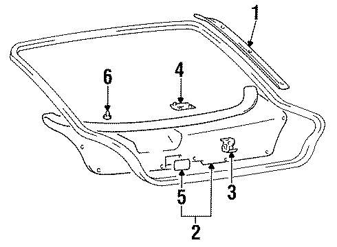 1995 Hyundai Accent Interior Trim - Lift Gate Damper-Covering Shelf Center, RH Diagram for 85961-22400