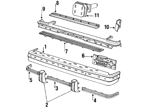 1989 Mercury Colony Park Rear Bumper Stone Deflector Diagram for E9MY17808A
