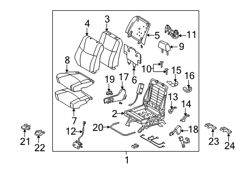 2010 Toyota Avalon Front Seat Components Seat Back Cover Diagram for 71073-07210-A0