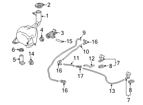 2011 Acura ZDX Wiper & Washer Components Tube 4X7X1360 Diagram for 76832-SZN-A01