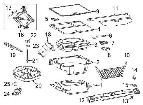 2014 Jeep Cherokee Interior Trim - Rear Body Wrench-Wheel Lug Nut Diagram for 68211294AB