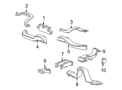 2009 Cadillac STS Ducts Duct, Side Window Defogger Outlet Diagram for 25726439