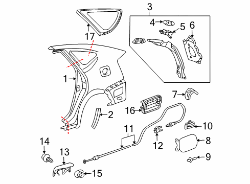 2006 Toyota Prius Fuel Door Quarter Panel Protector Diagram for 58746-47010