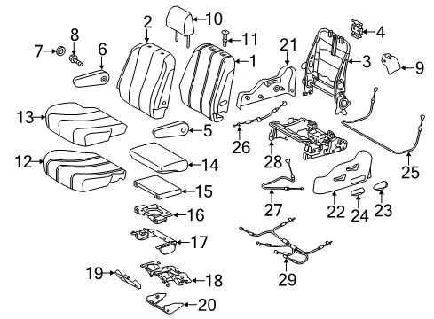 2014 Toyota Sienna Second Row Seats Seat Cushion Pad Diagram for 71612-08011