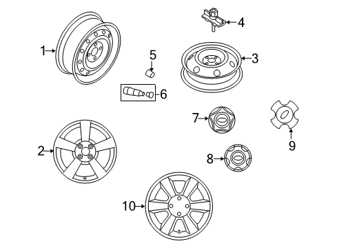 2007 Kia Rio Wheels, Covers & Trim Wheel Hub Cap Assembly Diagram for 529601G200