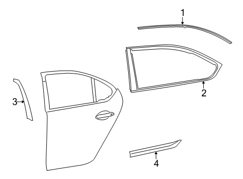 2009 Lexus LS600h Exterior Trim - Rear Door Moulding Sub-Assy, Rear Door, Outside RH Diagram for 75075-50080-A2