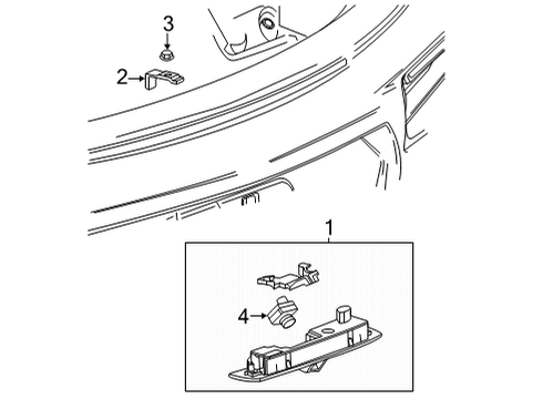 2020 Chevrolet Corvette Parking Aid License Lamp Assembly Bracket Diagram for 84677970