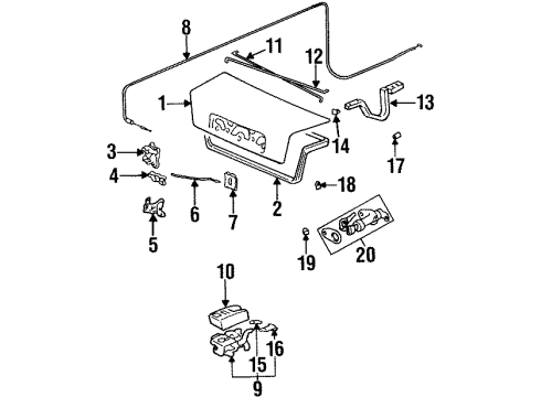 1992 Honda Prelude Trunk Weatherstrip, Trunk Lid Diagram for 74865-SS0-000