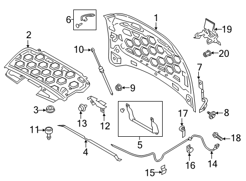 2019 Lincoln Continental Hood & Components Outer Weatherstrip Diagram for GD9Z-16A238-B