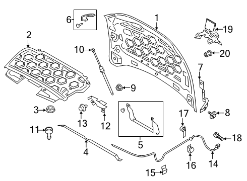 2019 Lincoln Continental Hood & Components Hood Bumper Diagram for 8V4Z-16758-E